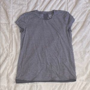 Grey and White striped Athleta short sleeve tee